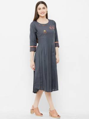 Grey plain rayon ethnic-kurtis 4