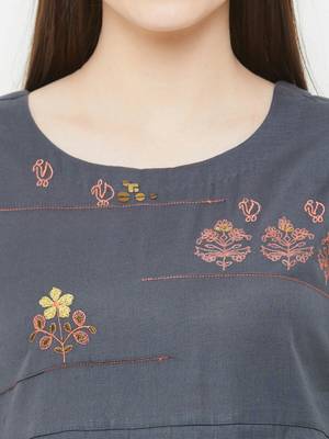 Grey plain rayon ethnic-kurtis 5
