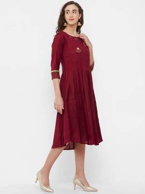 Red plain rayon ethnic-kurtis 3