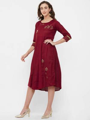 Red plain rayon ethnic-kurtis 4