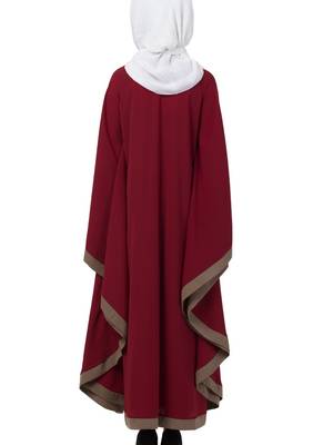 Maroon Nida Embroidered Abaya 2