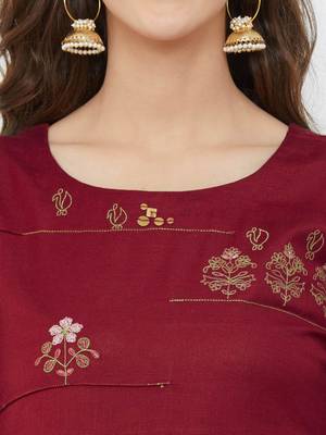 Red plain rayon ethnic-kurtis 5