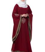 Maroon Nida Embroidered Abaya