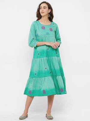Green printed cotton ethnic-kurtis 1