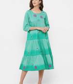 Green printed cotton ethnic-kurtis