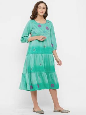 Green printed cotton ethnic-kurtis 3