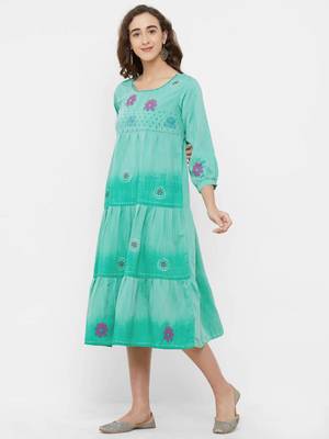 Green printed cotton ethnic-kurtis 4