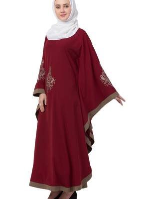 Maroon Nida Embroidered Abaya 5
