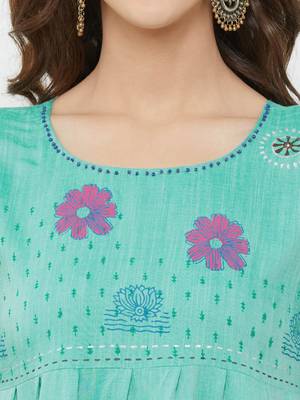 Green printed cotton ethnic-kurtis 5