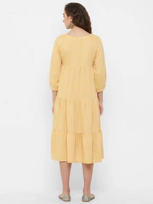 Yellow printed cotton ethnic-kurtis 2