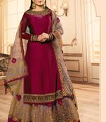 Pink Embroidered Georgette Semi Stitched Salwar With Dupatta