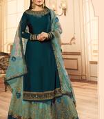 Green Embroidered Georgette Semi Stitched Salwar With Dupatta