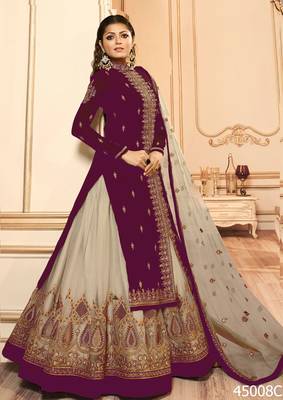 Beet Embroidered Georgette Semi Stitched Salwar With Dupatta 1