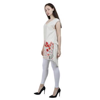 Beige Embroidered Blended Cotton Tunics 2