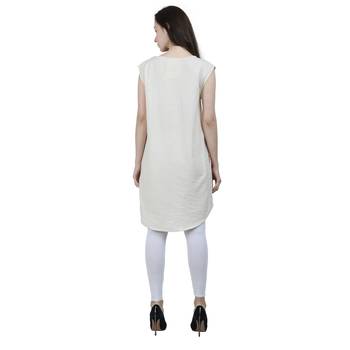 Beige Embroidered Blended Cotton Tunics 4