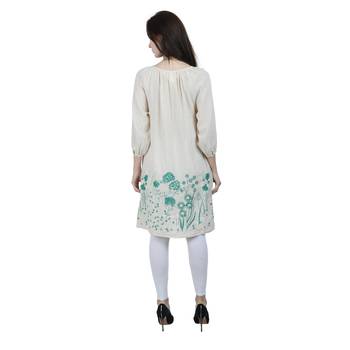 Beige Embroidered Blended Cotton Tunics 4