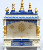 White And Blue Color Pooja Mandir