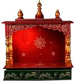 Red And Green Color Pooja Mandir