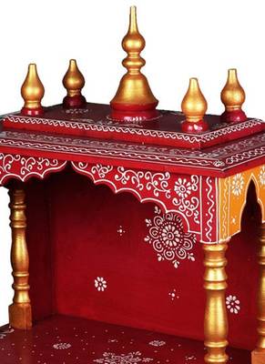Red And Green Color Pooja Mandir 2
