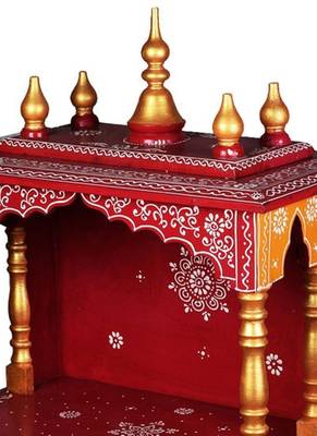 Red And Green Color Pooja Mandir 3