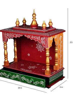 Red And Green Color Pooja Mandir 4