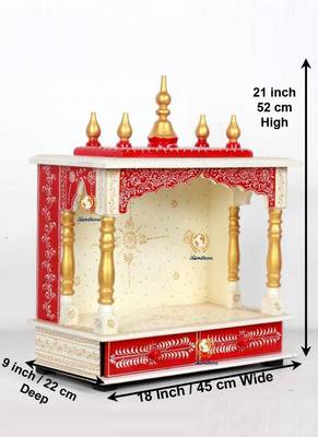 White And Red Color Beautiful Pooja Temple 2