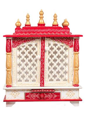 White And Red Color Beautiful Pooja Temple 1