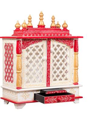 White And Red Color Beautiful Pooja Temple 2