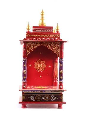 Red Color Designer Wooden Temple 1