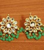 See Green Crystal Kundan Meenakari Stud