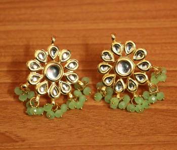 Grape Green Crystal Kundan Meenakari Studs 1