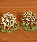 Grape Green Crystal Kundan Meenakari Studs