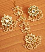 Faun Crystal Kundan Meenakari Tikka With Earrings