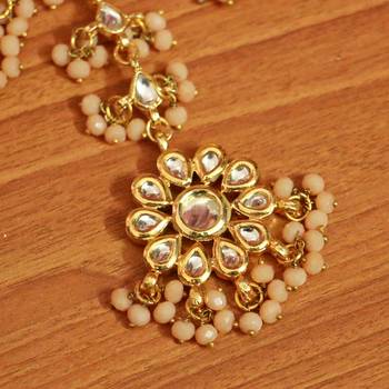 Faun Crystal Kundan Meenakari Tikka With Earrings 4