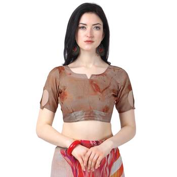 Women   s  off white Lilen Cotton Floral Printed Designer Saree 5