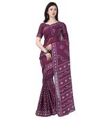 Women   s  purple Lilen Cotton Bandhani Printed Designer Saree