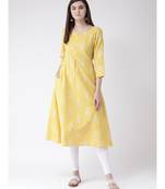 Women Yellow Cotton A-line Kurta