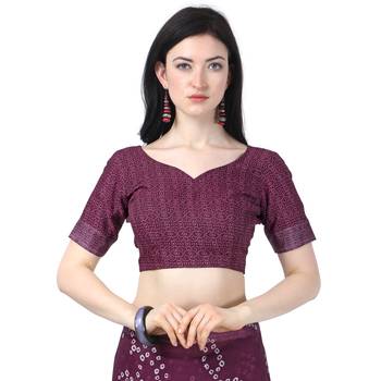 Women   s  purple Lilen Cotton Bandhani Printed Designer Saree 5
