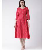 Women Pink Cotton A-line Kurta