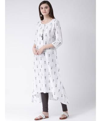 Women Grey Cotton A-line Kurta 2