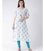 Women Green Cotton A-line Kurta