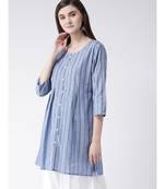 Women Blue Cotton A-line Kurta