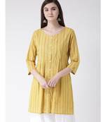Women Yellow Cotton A-line Kurta