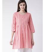 Women Pink Cotton A-line Kurta