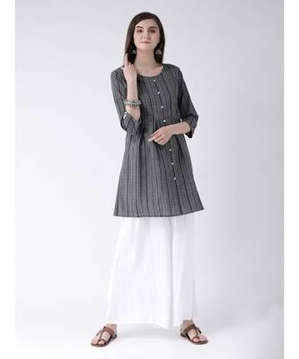 Women Grey Cotton A-line Kurta 5
