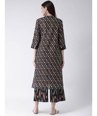 Women Cotton Black Kurta Palazzo Set 4