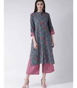 Women Cotton Grey Kurta Palazzo Set