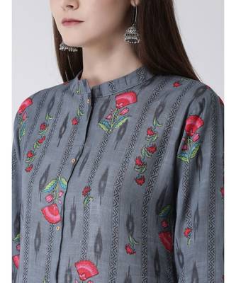 Women Cotton Grey Kurta Palazzo Set 6