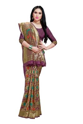 Maroon hand woven banarasi silk saree with blouse 2