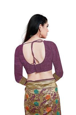 Maroon hand woven banarasi silk saree with blouse 4